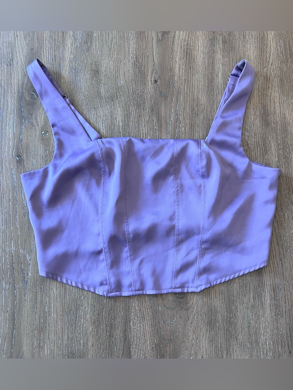Lilac Wild Fable Satin Corset Crop Top With Adjustable Straps Large